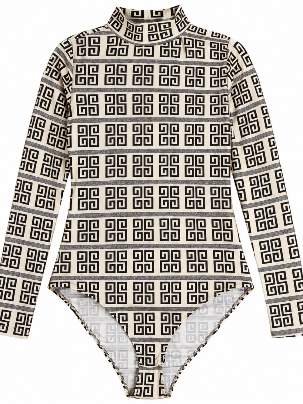 NWOT Love University Geometric Greek Key Patterned Bodysuit Base Layer, 1X